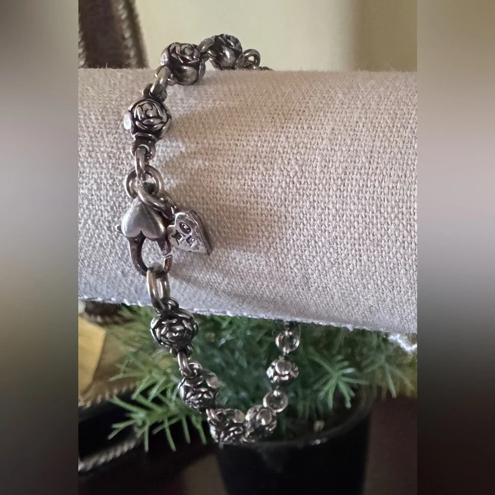 Elegant Sterling Silver Floral Rose Bracelet